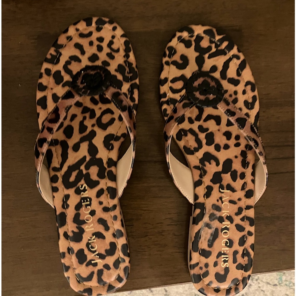Jack Rogers Leopard Rowan Sandals (Size 8)